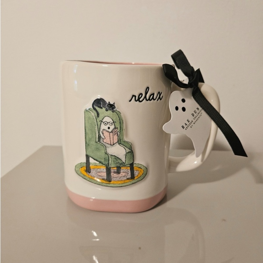 Relax Owl Ceramic Mug - Pink Accent